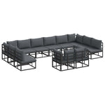 Garden Sofa Set with Cushion Black Aluminium 3378924