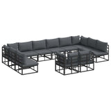 Garden Sofa Set with Cushion Black Aluminium 3378924