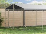 Outdoor Dog Kennel with Roof Silver 3x4.5x2.5 m Galvanised Steel 3190487