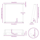 ZNTS vidXL Dining Table Legs U-Shaped 2 pcs Anthracite 70x cm Steel 4012794