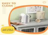 Dog Crate Furniture End Table, with Washable Cushion, Double Doors, for Medium/Large Dogs, Grey T3398P349623