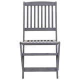 Outdoor Chair Set of 2 Grey Solid Acacia wood Medium Foldable 46335