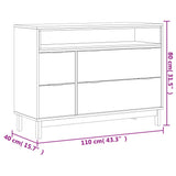 Drawer Cabinet FLAM 110x40x80 cm Solid Wood Pine 376071