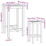 Outdoor Bar Set 3 pcs Untreated Solid Teak Wood 3422496