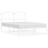 Metal Bed Frame without Mattress with Headboard White 140x190cm 373936