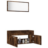 2 Piece Bathroom Furniture Set Smoked Oak Engineered Wood 826623