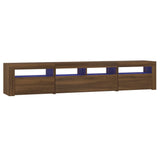 TV Cabinet with LED Lights Brown Oak 210x35x40 cm 3152737