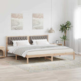 Bed Frame with Headboard Taupe 200 x 200 cm Solid Pine Wood 3394236