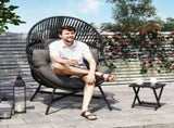 Rattan Egg Chair, Oversized Freestanding Garden Egg Chair with Thick Tufted Cushion, Headrest, Steel T3398P327961