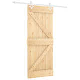 Sliding Door Natural and White 80 x 210 cm Solid Pine Wood 3445098