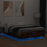 Bed Frame with LED without Mattress Smoked Oak 120x200 cm 3209622