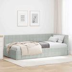 Corner Bed Frame with Headboard Light grey 90 x 190 cm Velvet 42016378