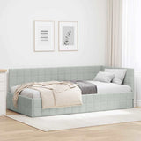 Corner Bed Frame Light Grey 100 cm x 200 cm Velvet 42016398