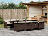 9 Piece Garden Dining Set with Cushions Brown Poly Rattan 3210561
