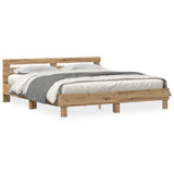 Bed Frame Artisan oak 200 x 200 cm Engineered wood 3333934