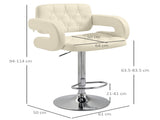 PU Leather Upholstered Swivel Bar Stool, Height Adjustable with Back, Armrest, Footrest, Beige T3398P328152
