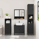 ZNTS 3 Piece Bathroom Furniture Set Black Engineered Wood 3301105