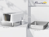 Stainless Steel Cat Litter Box with Removable Lid, Scoop, Filter Bags, for Larger Cats, White T3398P376114