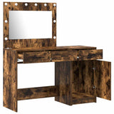 Dressing Table with Mirror Lights 2 pcs Brown Engineered wood 3334231