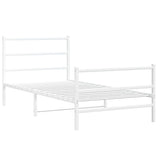 Metal Bed Frame without Mattress with Footboard White 100x200cm 355427