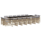 17 Piece Garden Dining Set with Cushions Mix Beige Poly Rattan 3210888