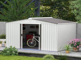 Metal Bike Shed, Mobility Scooter Shed House with Foundation Kit, Ventilation, Doors, 9 x 6FT, T3398P318719