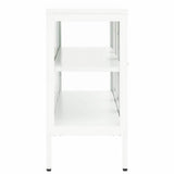 Sideboard White 105x35x70 cm Steel and Glass 336068