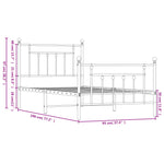 ZNTS Metal Bed Frame without Mattress with Footboard White 90x190cm 353596