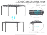 3 x 3 Outdoor Pergola with Retractable Roof, Aluminium Louvered Patio Gazebo Canopy for Lawn T3398P323905