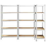 5-Layer Heavy-duty Shelves 3 pcs Silver Steel&Engineered Wood 3307597