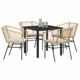 Garden Dining Set 5 pcs Brown Poly Rattan 3380912
