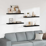 Floating Wall Shelves 4 pcs High Gloss Black 90x23.5x3.8 cm MDF 323777