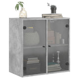 Wall Cabinet with Glass Doors Concrete Grey 68x37x68.5 cm 836493