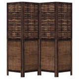 Room Divider 4 Panels Dark Brown Solid Wood Paulownia 358705
