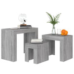 ZNTS Nesting Coffee Tables 3 pcs Grey Sonoma Engineered Wood 815985