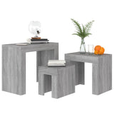 ZNTS Nesting Coffee Tables 3 pcs Grey Sonoma Engineered Wood 815985