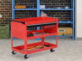 3-Tier Tool Trolley Cart Storage Shelf Roller Cabinet DIY Box Garage Workshop with Drawer Red T3398P344479