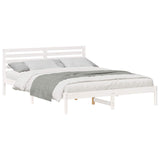Bed Frame with Headboard White 160 x 210 cm Solid Pine Wood 872315