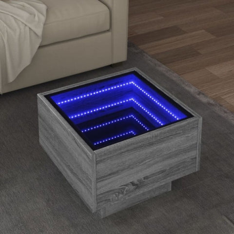 ZNTS Side Table with LED Grey Sonoma 40x40x30 cm Engineered Wood 847502