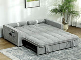 Two-Seater Linen-Look Sofa Bed - Light Grey T3398P377890