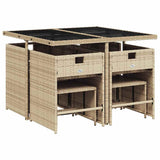 9 Piece Garden Dining Set with Cushions Beige Poly Rattan 3211138