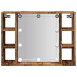 Mirror Cabinet with LED Old Wood 76x15x55 cm Engineered Wood 857001