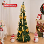 ZNTS 6 FT Fully Decorated Pre-lit Christmas Tree, Pop Up Artificial Xmas Tree with 80 Warm Lights Battery 74711152