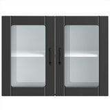 Kitchen Wall Cabinet with Glass Door Lucca Black Engineered Wood 853848