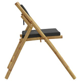6 Piece Folding Bistro Chairs with Dark Grey Cushions Bamboo 3208926