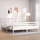 Bed Frame without Mattress White Super King Size Solid Wood 3194847