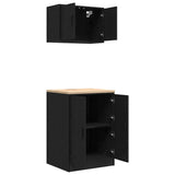 ZNTS Garage Cabinets 2 pcs Black Engineered Wood 3328306