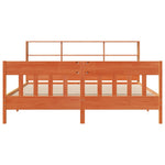 ZNTS Bed Frame without Mattress Wax Brown 200x200 cm Solid Wood Pine 3323211