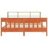 ZNTS Bed Frame without Mattress Wax Brown 200x200 cm Solid Wood Pine 3323211