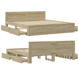 Bed Frame with Headboard without Mattress Sonoma Oak 200x200 cm 3295536